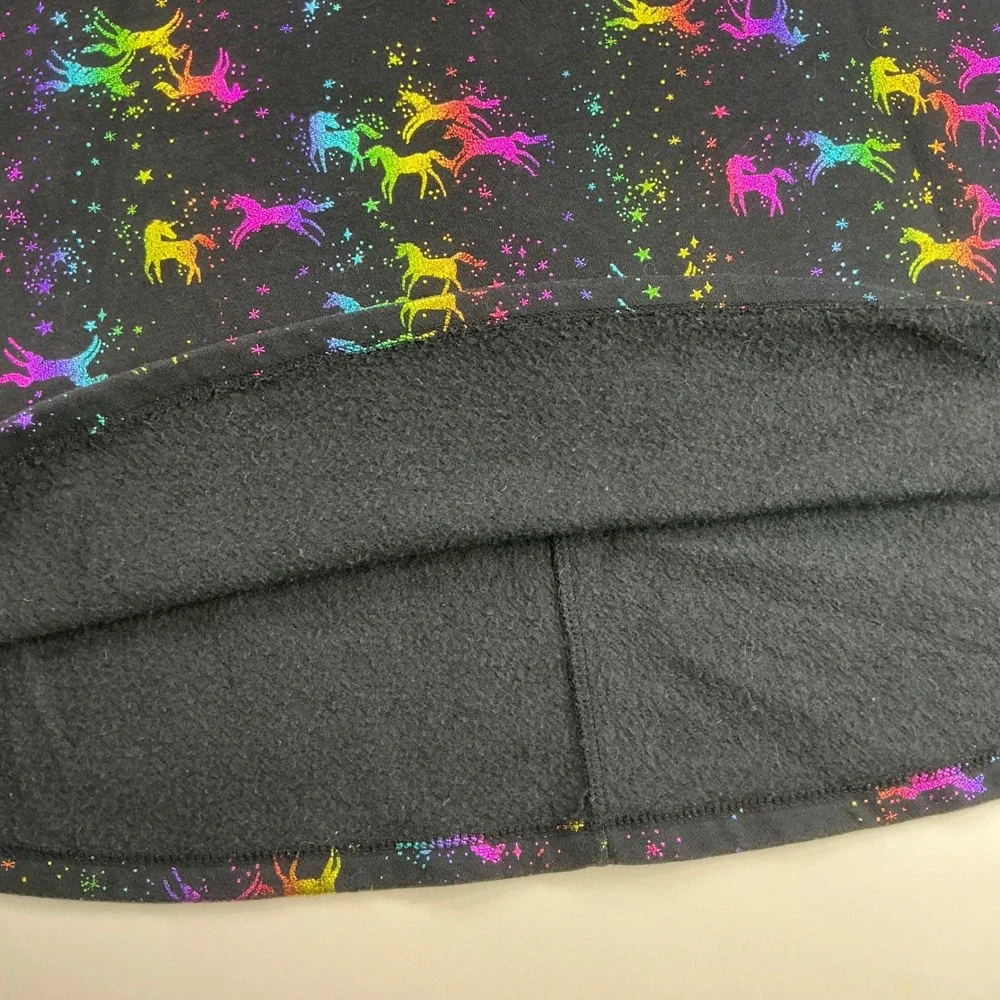 Jumping Beans Black Dress Girls 8 Rainbow Glitter Unicorn Fleece All Day Play